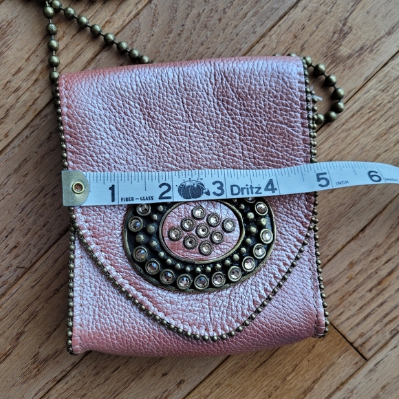 Leatherock Medallion Rhinestone Studded Chain Crossbody Purse Phone Bag - Picture 12 of 15